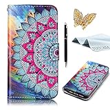 TOUCASA Huawei P8 Lite 2017 Handyhülle,Huawei P8 Lite 2017 Hülle, Geprägtes Premium Flip Schutzhülle Stoßfest Bumper Magnetic Hülle für Huawei P8 Lite 2017-Mandala B