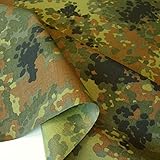 TOLKO Bundeswehr Camouflage Stoff aus Ripstop Nylon | dünn wie Futterstoff | Farbecht Reißfest UV-beständig | Popeline Tarnstoff Armee Flecktarn Meterware 150cm b