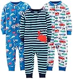 Simple Joys by Carter's Baby Mädchen 3-pack Snug Fit Footless Cotton Schlafstrampler, Crab/Sea Creatures/Cars, 18 M