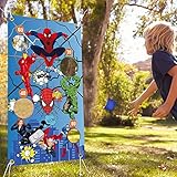 Superhero Spiderman Werfen Spiele, Partydekorationen zu Bauernhoftieren, lustiges Karnevalsspiel für Kinder und Erwachsene bei Karnevalsparty-Aktivitäten mit 3 Sitzsäcken, Spaß Sitzsack Spiel S