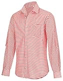 Trachtenhemd für Trachten Lederhosen Freizeit Hemd rot,balu,Grun-kariert Gr. S-XXXL (L, ROT)