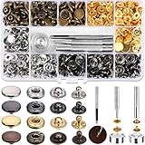 HAUSPROFI 120 Sets Druckknopf Kupfer Druckknöpfe Bronze Kleidung Snaps Taste mit Fixierwerkzeug Kit für Leder Handwerk Jacke Brieftasche Handtasche (12 mm)