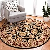 Safavieh Classic Collection CL359A Handmade Traditional Oriental Navy and Red Wool Round Area Rug (3'6' Diameter)