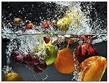 Artland Glasbilder Wandbild Glas Bild einteilig 60x45 cm Querformat Früchte im Wasser Obst Frucht Cocktails Erdbeere Orange Limette Zitrone S7LQ