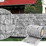 Plantiflex Sichtschutz Rolle 35m Blickdicht PVC Zaunfolie Windschutz für Doppelstabmatten Zaun (Stein-Grau)