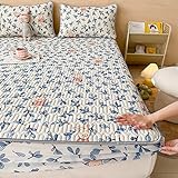 TOUMARY Kinder Spannbetttuch 180 * 200cm, Latex-Spannbettlaken mit Kissenbezügen, Bedruckt, faltbar, kühlender Sommer, Matratzenschoner, kühle Bettdecke, Kaninchen 1
