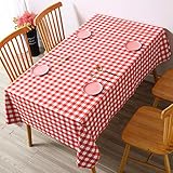 Qkoimpnrd Wachstuchtischdecke Wachstischdecke Anti Heißes PVC Wachstuch Tischdecke Abwaschbar Tischdecke Abwischbar Rot 140 × 160