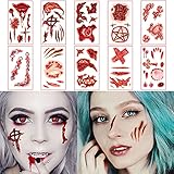 10 Blätter Halloween Tattoo-Aufkleber, gefälschte Narbenverletzung Halloween-Aufkleber für Halloween-Rollenspiele verw
