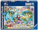 Ravensburger Puzzle 15785 - Disney's Weltkarte - 1000 Teile Puzzle für Erwachsene und Kinder, Puzzle-Weltkarte mit zahlreichen Disney Fig