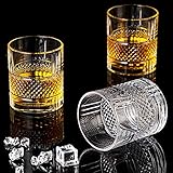 Whisky Gläser, Altmodisches Whiskey Gläser 6er-Set Whiskyglas, Whiskygeschenke für Männer Scotch Lovers, Stilglaswaren für Bourbon, Rumgläser, Bar Whiskyglasbecher Geschenke Für M