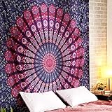 ele ELEOPTION Wandteppich Indian Mandala Wall Hanging Hippie Tapestry Wanddeko für Kinderzimmer Wohnzimmer Schlafzimmer auch als Yogamatte Picknickdecke Strandtücher (Lila und Rot, 150 x 205cm)