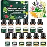 Ätherische Öle Set für Aroma Diffuser,Aromatherapie Duftöl Geschenkset,100% Pure Naturrein Ätherisches Öl,Top 12 x 10ml Essential Oils für Luftbefeuchter,Duftlampen,Seife,SPA,Massag