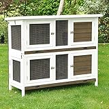 nanook Hasenstall Kaninchenstall Smoky XL– klappbar – einfache klick-Montage - kein Schrauben - Schnellaufbau in wenigen Minuten - 120 x 50 x 104 cm - braun weiß