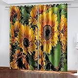 KLily Sonnenblumen-Verdunkelungsvorhänge Im Europäischen Stil Trennvorhänge Für Schlafzimmer Und Balkone, Geeignet Für Stangen Mit Einem Runden Loch Von 4