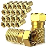 F-Stecker 7mm schraubbar | 20 Stück vergoldet | Gummidichtung | breite Mutter | für Koaxial Antennenkabel | Koax SAT Kabel | BK Anlagen | Satelliten LNB (20x, F-Stecker vergoldet)