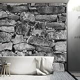 murimage Fototapete Stein 3D 366 x 254 cm inklusive Kleister Steinwand Schwarz Weiß Weiss Mauer Ziegel Tap