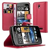 Cadorabo Hülle für HTC Desire 500 in Karmin ROT - Handyhülle mit Magnetverschluss, Standfunktion und Kartenfach - Case Cover Schutzhülle Etui Tasche Book Klapp Sty