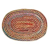 Chindi Jute Oval Teppich - 61x92 cm Baumwolle Flickenteppich Handgewebt Geflochtene Boho Dekorative Indische Wohnzimmer Schlafzimmer Teppiche - Mehrfarbig