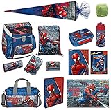 Familando Marvel Spiderman Schulranzen-Set 18tlg. Scooli Campus Fit Pro mit Sporttasche Schultüte 85cm und Reg