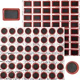 Xinmeng 96 Stücke Fahrradreifen Patch Flickzeug, 48 Stücke Quadratisches Patch + 48 Stücke Rundes Patch für Die Reparatur Von Reifen, Schlauch,