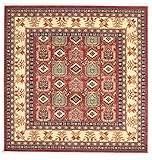 RugVista, Kazak Simav, Maschinengefertigt, Teppich, Orientalischer Ziegler Teppich, Kurzflor, 200 x 200 cm, Quadrat, Oeko-Tex Standard 100, Polypropylene, Flur, Schlafzimmer, Küche, Wohnzimmer, Braun Hellbraun Gelb