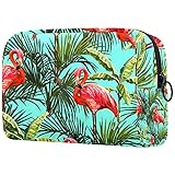 Kosmetiktasche Damen Federmäppchen Stiftetasch Schminktasche Kulturtasche für Handtasche Makeup Tasche Waschtasche Flamingo in der Nähe von Sago Cycas 18.5x7.5x13