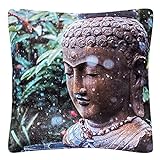 VON LILIENFELD Kissen Motiv Buddha Wellness Meditation Dekokissen 40 x 40 cm Sofakissen Deko Haus Wohnzimmer Kissenbezug mit Füllung beidseitig Bedruck