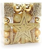 HEITMANN DECO Weihnachtsbaum-Schmuck - Gold - 45-teilig - Set inkl. Baumspitze, Kugeln, Perlketten und G