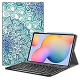 Fintie Tastatur Hülle für Samsung Galaxy Tab S6 Lite 10,4 SM-P610/ P615 2020 mit Stifthalter - Ultradünn Keyboard Case mit magnetisch Abnehmbarer drahtloser Deutscher Tastatur, smaragdb