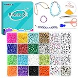 Perlen Set für DIY Multicolor Glasperlen Bastelset Set mit Buchstabenperlen, Perlen zum auffädeln, schmuck basteln erwachsene, Perlenschnur Making S