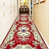 YDYFC Klassische rote Flur-Läufer Teppich Flur rutschfest für den Eingangs-Anti-Rutsch-Halle-Korridor Lange schmale Läufer-Teppich, 1,5m 2m 250 cm 3m 350cm 4m 500m 6m Treppe Küche B