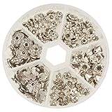 PandaHall Elite 180 Stück Tibetischen Legierung Blumen Korn Perlenkappen Zwischenperlen Metallperlen Perlkappen Antik Silb