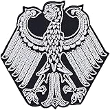 Deutschland Aufnäher Deutscher Adler Aufbügler Eagle Patch Germany Biker Sticker Rocker Bundesadler Abzeichen Deutsch-Rock Fan DIY Applikation Jeans-Weste/Kutten/Shirt/Jacke 85x85