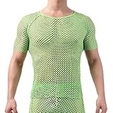 QiaTi Herren Unterhemden Mesh Shirt Ärmelloses Ringer Shirt Aktives Unterhemd Atmungsaktives Tank Tops Mens Undershirts (Grün, XL)