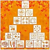 18 Stück Herbstmalerei Schablone Herbstschablonen Thanksgiving Bauernhaus Kunstvorlagen Herbst Kürbis LKW Ahornblatt Herbst Ernte Themen Vorlagen Segen Schablone für Dekoration DIY Stoff Leinwand W