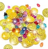 leofit Kinder Piraten Edelsteine，Piraten Edelsteine，Piraten GoldmüNzen Edelstein，GoldmüNzen，Piraten GoldmüNzen FüR Kinder，Piraten Schmucksteine Set， Piraten Schatzsuche SpielmüN
