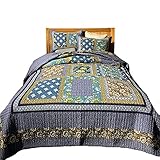 Patchwork Tröster Gesteppt Bettdecke Reversibel Tagesdecke 3 Stück Stitching-Design Quilt-Set Für Couch, Sofa, Bett, Leicht, Waschmaschinenfest,220cm x 230
