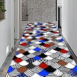 Siunwdiy Teppich Läufer,Teppich Läufer Flur Küche rutschfest Waschbar Grau Bunt 3D Geometrische Muster Sauberlaufmatte, Läufer Teppich Flur Für Schlafzimmer, Wohnzimmer, Esszimmer,Grau,120x160