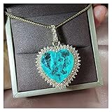 FKJSP 20 * 2. 0MM Smaragd Edelstein Anhänger See Blauer Naturstein Halskette Charme Schmuck Geschenk Halskette (Gem Color : Paraiba, Length : 45)