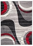 Carpeto Teppich Modern Wellen Abstrakt Muster Trend Meliert in Grau, Rot - ÖKO TEX (300 x 400 cm)