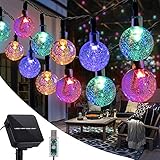 Solar Lichterkette Aussen, Led Lichterkette Solar mit 60er LED Kristallkugeln, 11M 8 Modi IP68 Wasserdicht Led Lichter Solar für Garten Balkon Tor Hof Party DIY Innen & Außen Dek