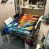 Csuper Nordic Street View Nachtszene Ölgemälde Tischdecke wasserdichte Polyester Öl- Und Schmutzabweisende Tischdecke Home Hotel Wohnzimmer E