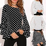 Blusen für Damen Schwarz Rüsche Lässige Locker Mode Elegant Basic Tshirts Lange Ärmel Rundhals Sport Sporthemden Herbst Frühling Sommer Shirt-Langarm für F