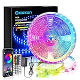 LED Strip 10M, Gaoxun RGB LED Streifen Steuerbar via App und Fernbedienung, Smart Farbwechsel Lichterkette, Musik Sync LED Beleuchtung Band für Leiste Schlafzimmer Wohnzimmer Küchen Party