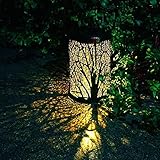 LucaSng Grablichter, Grablaterne Fuer Urnengrab, Led Mit Batterie, LED-Solar-Eisen-Hohl-Laterne, Edelstahl-Hohlkrug, Solar-Eisen-Laterne Für Den Außenbereich, Gartenlicht, Hohle, An Der Wand Häng