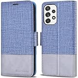 KEZiHOME Handyhülle für Galaxy A53 5G, Samsung A53 5G Hülle [RFIDSchützt] [Standfunktion] [Kartenfach] [Magnet] PU Leder Flip Stoßfeste Schutzhülle Kompatibel mit Galaxy A53 5G (Himmelblau/Grau)