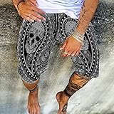 BYYHJNMSXS Badehose Boardshorts Schwimmhose Bunter Totenkopf 3D Allover Bedruckte Shorts Mode Strand Herren Casual Short Home Unisex Cargo Shorts XXL V7