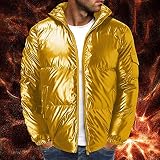 Daunenjacke Herren Winter Glänzende Winterjacke Lässige Winddicht Mantel Winter Übergangsjacke Ultraleichte Gepolsterter Thermojacke Stehkragen Puffer Jacke Warm Steppjack