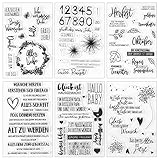 ESHOWEE Silikonstempel Deutsche Texte Set,6 Blätter Deutsch Stempel Silikon Set,Clear Stamps für DIY Bullet Journal Scrapbooking Fotoalb