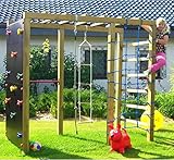 Spiel&Garten XXL Klettergerüst 2,4m Kletterturm mit Kletternetz Reckstange Kletterwand L